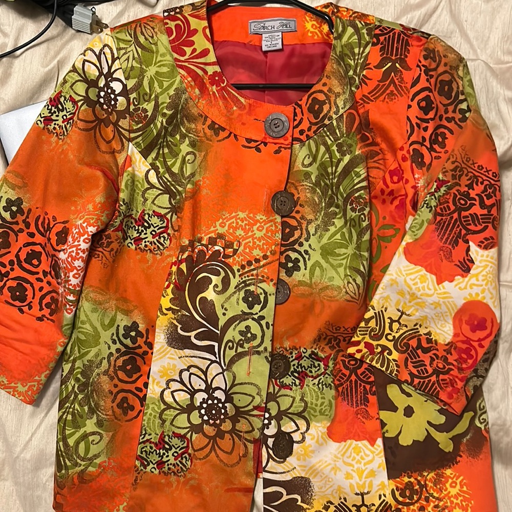 Birch Hill L button up ladies jacket green brown orange 100% cotton